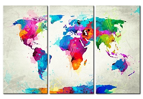 murando - Acrylglasbild Weltkarte 120x80 cm 3 Teilig - Bilder Wandbild - modern - Decoration Landkarte Karte Welt Kontinente k-C-0015-k-e