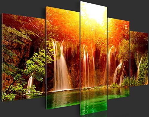 murando - Acrylglasbild Abstrakt 200x100 cm - 5 Teilig - Glasbilder - Wandbilder XXL - Wandbild - Bilder - Wasserfall Natur c-B-0103-k-m