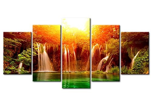 murando - Acrylglasbild Abstrakt 200x100 cm - 5 Teilig - Glasbilder - Wandbilder XXL - Wandbild - Bilder - Wasserfall Natur c-B-0103-k-m