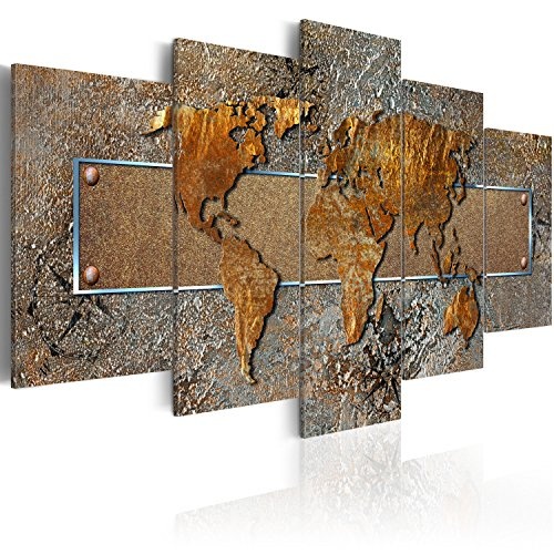 murando - Acrylglasbild Weltkarte 200x100 cm - 5 Teilig - Bilder Wandbild - modern - Decoration -Welt- Karte- k-A-0081-k-o
