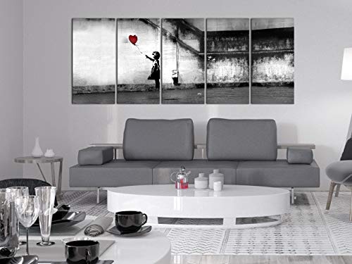 murando Akustikbild Banksy 200x80 cm Bilder Hochleistungsschallabsorber Schallschutz Leinwand Akustikdämmung 5 TLG Wandbild Raumakustik Schalldämmung - Street Art Urban Mural i-C-0113-b-m