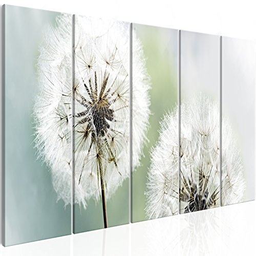 murando Akustikbild Pusteblume 200x80 cm Bilder Hochleistungsschallabsorber Schallschutz Leinwand Akustikdämmung 5 TLG Wandbild Raumakustik Schalldämmung - Blumen b-C-0197-b-m