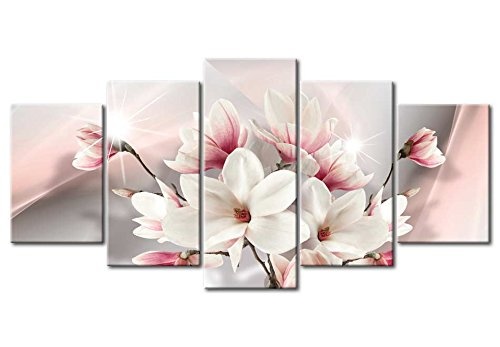 murando Akustikbild Blumen 225x112 cm Bilder Hochleistungsschallabsorber Schallschutz Leinwand Akustikdämmung 5 TLG Wandbild Raumakustik Schalldämmung b-A-0217-b-m