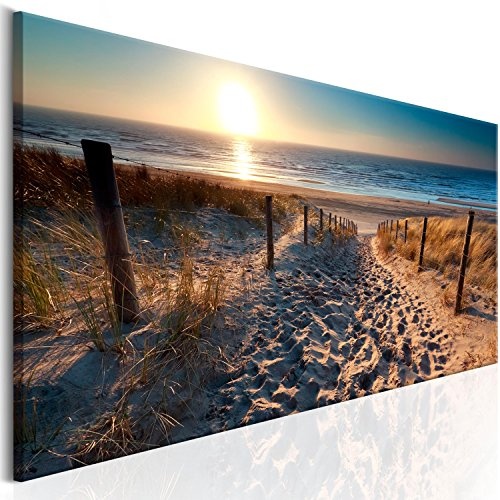 murando Akustikbild Strand Meer 135x45 cm Bilder Hochleistungsschallabsorber Schallschutz Leinwand Akustikdämmung 1 TLG Wandbild Raumakustik Schalldämmung - Landschaft c-B-0134-b-a