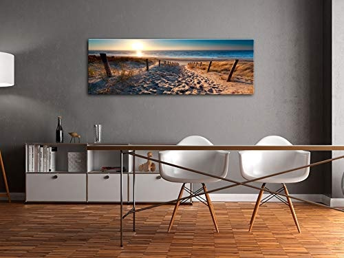 murando Akustikbild Strand Meer 135x45 cm Bilder Hochleistungsschallabsorber Schallschutz Leinwand Akustikdämmung 1 TLG Wandbild Raumakustik Schalldämmung - Landschaft c-B-0134-b-a