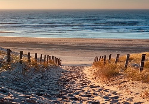 murando Akustikbild Strand Meer 135x45 cm Bilder Hochleistungsschallabsorber Schallschutz Leinwand Akustikdämmung 1 TLG Wandbild Raumakustik Schalldämmung - Landschaft c-B-0134-b-a