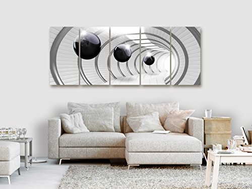 murando Akustikbild 3D Effekt 225x90 cm Bilder Hochleistungsschallabsorber Schallschutz Leinwand Akustikdämmung 5 TLG Wandbild Raumakustik Schalldämmung - Kugeln grau a-C-0001-b-m