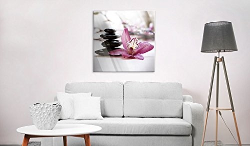 murando - Acrylglasbild Steine 40x40 cm - Bilder Wandbild - modern - Decoration Blumen Orchidee Natur 030210-119