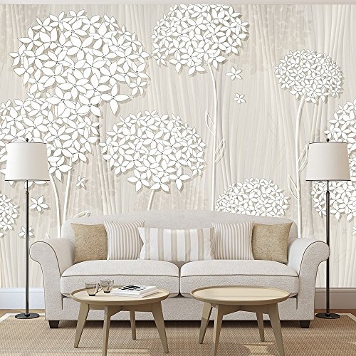 murando - Fototapete Blumen 350x256 cm - Vlies Tapete - Moderne Wanddeko - Design Tapete - Wandtapete - Wand Dekoration - Blume beige b-C-0008-a-b