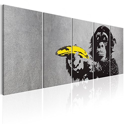 murando - Bilder Banksy AFFE mit Banane 200x80 cm Vlies Leinwandbild 5 TLG Kunstdruck modern Wandbilder XXL Wanddekoration Design Wand Bild - Monkey Street Art Urban Mural i-C-0110-b-m