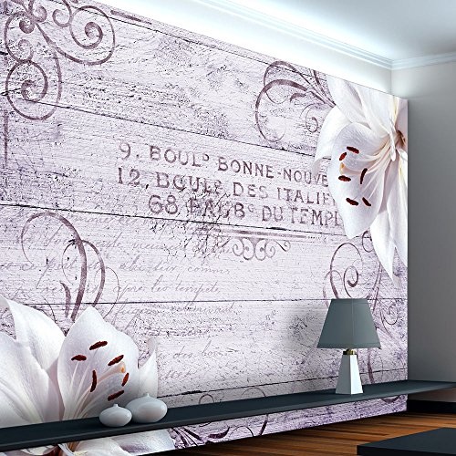 murando - Fototapete Blumen Lilien 350x256 cm - Vlies Tapete - Moderne Wanddeko - Design Tapete - Wandtapete - Wand Dekoration - Holz Blume Ornament b-A-0170-a-c