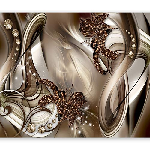 murando - Fototapete 250x175 cm - Vlies Tapete - Moderne Wanddeko - Design Tapete - Wandtapete - Wand Dekoration - Blumen Abstrakt Braun Gold Diamant Blitz a-A-0221-a-b