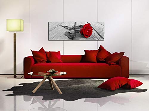 murando Wandbild Blumen Rose 150x50 cm - Einzigartiger XXL Kunstdruck zur Selbstmontage DIY Leinwandbilder Moderne Bilder Wanddekoration - Liebe rot grau b-B-0026-ak-u
