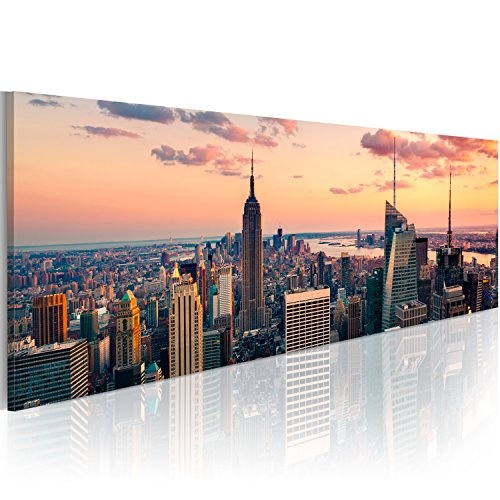 murando - Bilder New York 150x50 cm Vlies Leinwandbild 1 TLG Kunstdruck modern Wandbilder XXL Wanddekoration Design Wand Bild - Skyline NY City Stadt 9020119