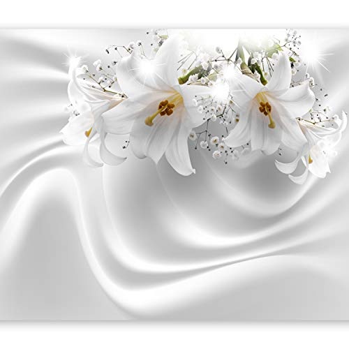 murando - Fototapete Blumen Lilien 300x210 cm - Vlies Tapete - Moderne Wanddeko - Design Tapete - Wandtapete - Wand Dekoration - Blume Abstrakt weiß 3D Optisch Illusion b-C-0158-a-a