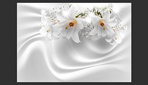 murando - Fototapete Blumen Lilien 300x210 cm - Vlies Tapete - Moderne Wanddeko - Design Tapete - Wandtapete - Wand Dekoration - Blume Abstrakt weiß 3D Optisch Illusion b-C-0158-a-a