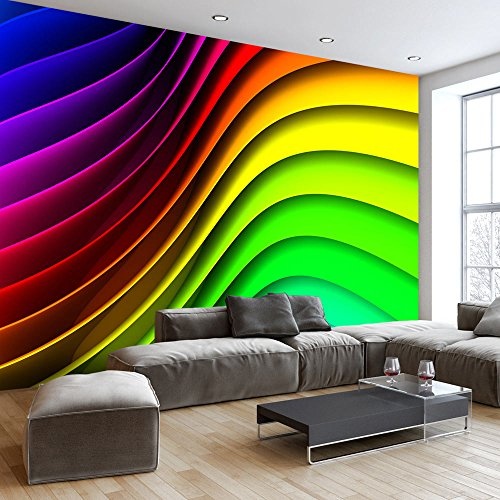 murando - Fototapete 300x210 cm - Vlies Tapete - Moderne Wanddeko - Design Tapete - Wandtapete - Wand Dekoration - 3D bunt Regenbogen f-A-0361-a-a