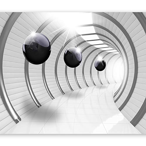 murando - Fototapete 3D Effekt 350x256 cm - Vlies Tapete - Moderne Wanddeko - Design Tapete - Wandtapete - Wand Dekoration - Tunnel Kugel Abstrakt schwarz weiß a-C-0001-a-a