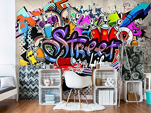 murando - Fototapete 350x256 cm - Vlies Tapete - Moderne Wanddeko - Design Tapete - Wandtapete - Wand Dekoration - Graffiti bunt Wasser i-A-0108-a-c