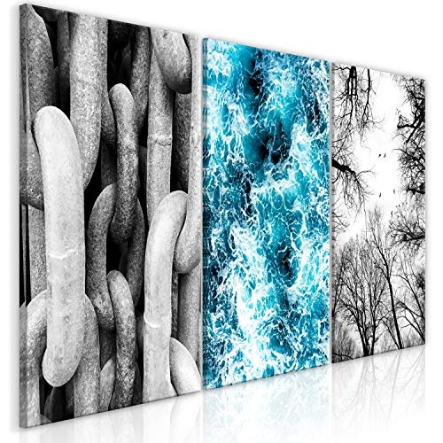 murando - Bilder Wasser Bäume 120x60 cm Vlies Leinwandbild 3 Teilig Kunstdruck modern Wandbilder XXL Wanddekoration Design Wand Bild - grau blau Natur n-B-0036-b-e