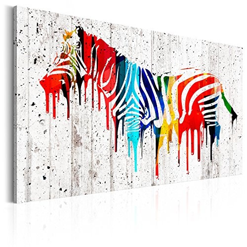 murando Bilder 120x80 cm - Leinwandbilder - Fertig Aufgespannt - 1 Teilig - Wandbilder XXL - Kunstdrucke - Wandbild - Poster Zebra Tier Textur bunt g-B-0008-b-a