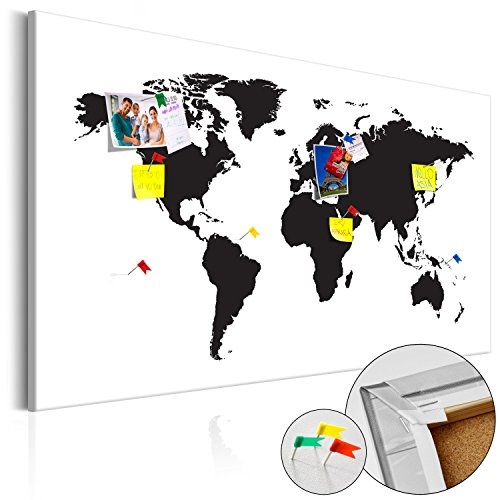 murando - Weltkarte Pinnwand 120x80 cm Bilder mit Kork Rückwand 1 Teilig Vlies Leinwandbild Korktafel Fertig Aufgespannt Wandbilder XXL Kunstdrucke Landkarte k-B-0052-p-a