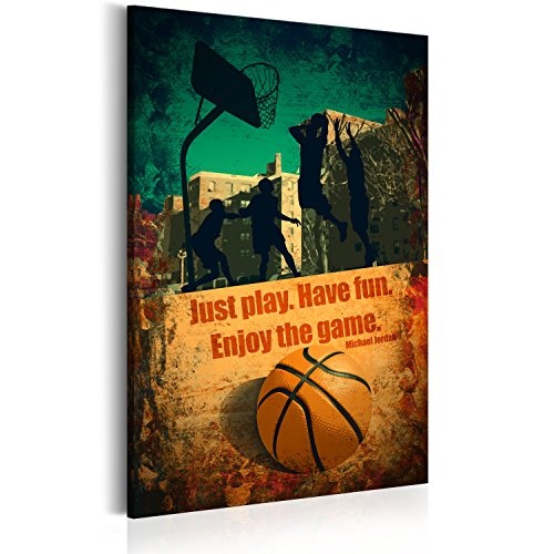 Bilder 60x90 cm - XXL Format - Fertig Aufgespannt - TOP - Vlies Leinwand - 1 Teilig - Wand Bild - Kunstdruck - Wandbild - Poster Enjoy the game Poster Basketball Sport i-A-0105-b-a 60x90 cm