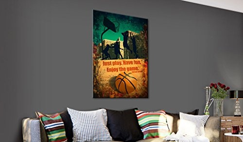 Bilder 60x90 cm - XXL Format - Fertig Aufgespannt - TOP - Vlies Leinwand - 1 Teilig - Wand Bild - Kunstdruck - Wandbild - Poster Enjoy the game Poster Basketball Sport i-A-0105-b-a 60x90 cm