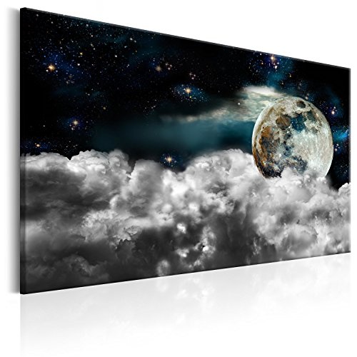 murando - Bilder Nachthimmel 120x80 cm Vlies Leinwandbild 1 Teilig Kunstdruck modern Wandbilder XXL Wanddekoration Design Wand Bild - Mond Nacht Wolken b-C-0190-b-a