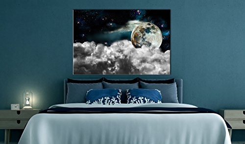 murando - Bilder Nachthimmel 120x80 cm Vlies Leinwandbild 1 Teilig Kunstdruck modern Wandbilder XXL Wanddekoration Design Wand Bild - Mond Nacht Wolken b-C-0190-b-a