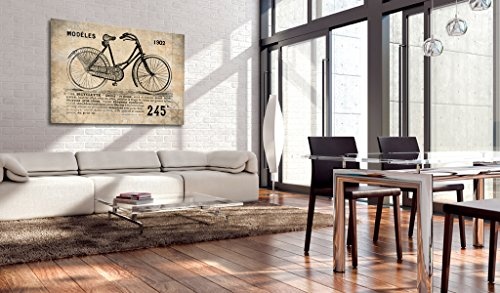 Bilder 90x60 cm - XXL Format - Fertig Aufgespannt - TOP - Vlies Leinwand - 1 Teilig - Wand Bild - Kunstdruck - Wandbild - Poster Fahrrad Aufschrift Vintage Frankreich i-B-0010-b-a 90x60 cm