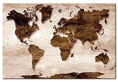 murando - Weltkarte Pinnwand 120x80 cm Bilder mit Kork Rückwand 1 Teilig Vlies Leinwandbild Korktafel Fertig Aufgespannt Wandbilder XXL Kunstdrucke Landkarte k-B-0022-p-d