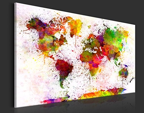 murando - Weltkarte Pinnwand 120x80 cm Bilder mit Kork Rückwand 1 Teilig Vlies Leinwandbild Korktafel Fertig Aufgespannt Wandbilder XXL Kunstdrucke Landkarte Flecken k-B-0018-p-a