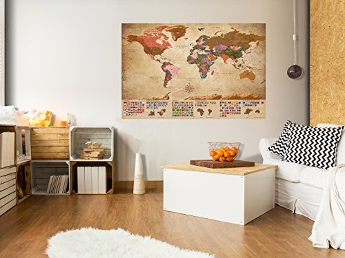 murando - VLIES POSTER WELTKARTE 150x100 cm Wandbild - Kunstdruck - Bild - Fototapete - Dekoration - Design Welt Karte Landkarte k-A-0212-c-a