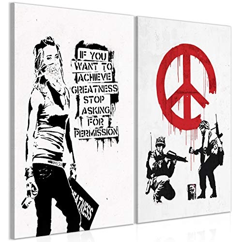 murando Bilder auf Leinwand Banksy 120x90 cm XXL-Format 2...