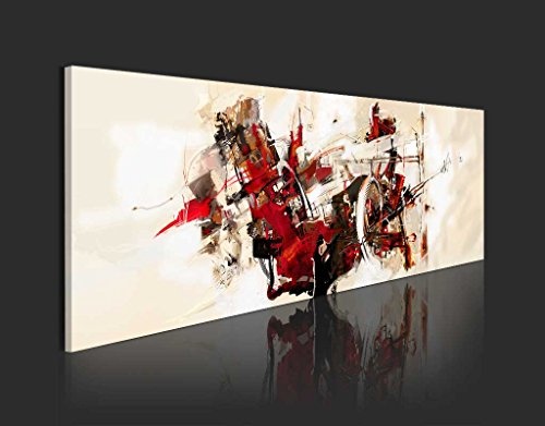 murando handgemalte Bilder 140x50cm Gemälde 1 TLG beige rot schwarz a-A-0045-b-a