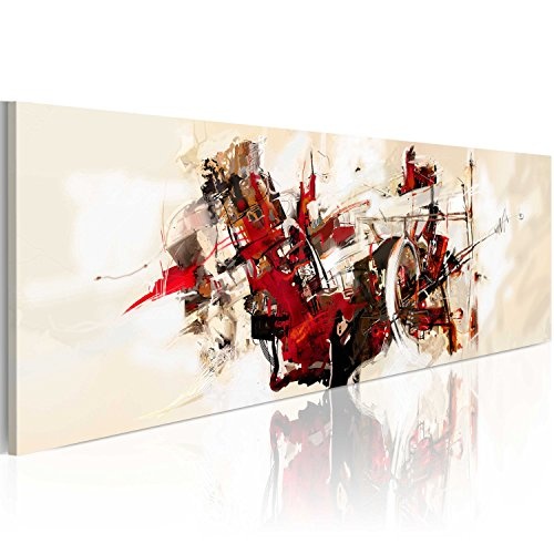 murando handgemalte Bilder 140x50cm Gemälde 1 TLG beige rot schwarz a-A-0045-b-a