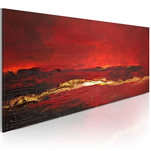 murando handgemalte Bilder 100x40cm Gemälde 1 TLG rot Gold schwarz 0101-8