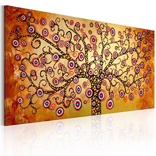 murando handgemalte Bilder Baum 140x70cm Gemälde 1 TLG orange gelb schwarz 92012