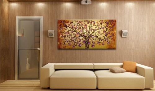 murando handgemalte Bilder Baum 140x70cm Gemälde 1 TLG orange gelb schwarz 92012