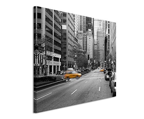 Paul Sinus Art Kunstfoto auf Leinwand 60x40cm Naturfotografie - Gelbe Taxis in New York City, USA auf Leinwand Exklusives Wandbild Moderne Fotografie für Ihre Wand in Vielen Größen