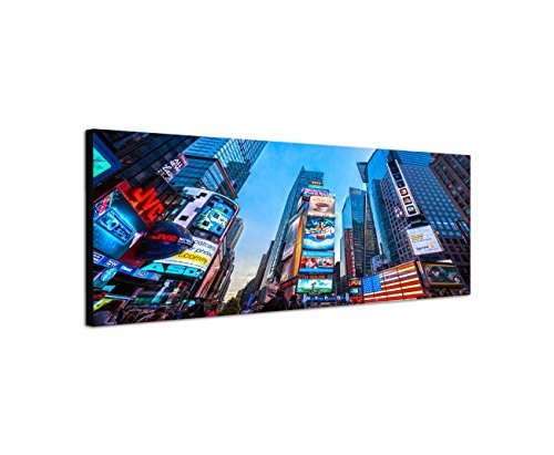 Augenblicke Wandbilder Keilrahmenbild Wandbild 150x50cm New York Times Square Broadway Reklamen