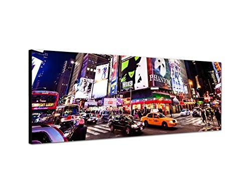 Augenblicke Wandbilder Keilrahmenbild Wandbild 150x50cm New York Time Square Broadway Lichter