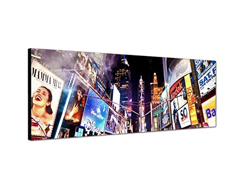 Augenblicke Wandbilder Keilrahmenbild Wandbild 150x50cm New York Broadway Leuchtreklamen