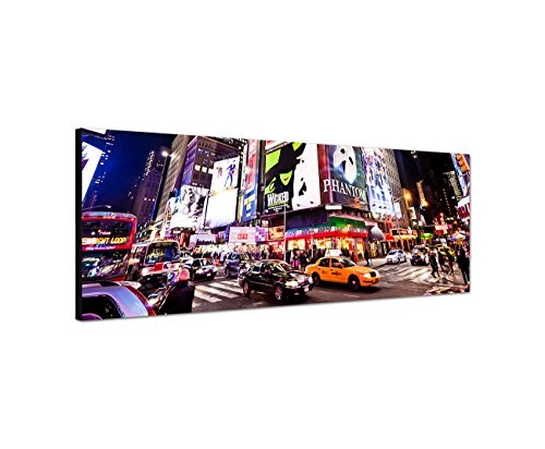 Augenblicke Wandbilder Leinwandbild als Panorama in 150x50cm New York Time Square Broadway Lichter