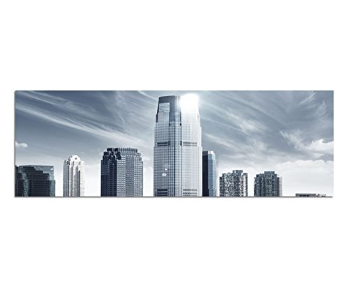 Augenblicke Wandbilder Leinwandbild als Panorama in 150x50cm New York Skyline Wasser schwarz/weiß