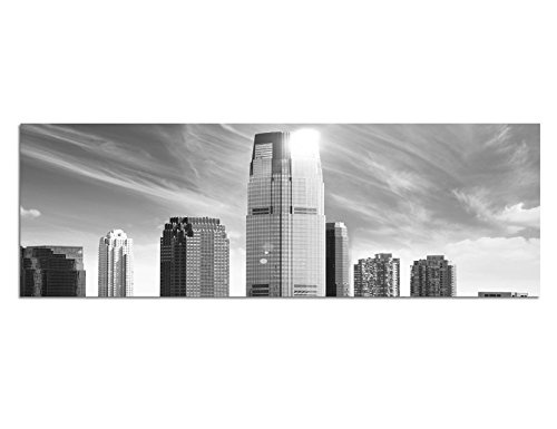 Augenblicke Wandbilder Keilrahmenbild Panoramabild SCHWARZ/Weiss 150x50cm New York Skyline Wasser schwarz/weiß