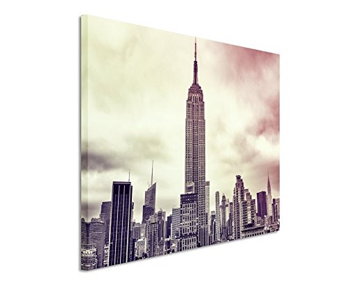 Augenblicke Wandbilder 120x80cm XXL riesige Bilder fertig gerahmt mit Echtholzrahmen in Mauve New York -City Manschetten Gebäude