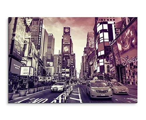 Augenblicke Wandbilder 120x80cm XXL riesige Bilder fertig gerahmt mit Echtholzrahmen in Mauve Amerika New York City Times Square Schnittpunkt