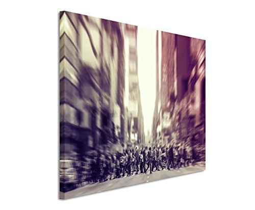 Augenblicke Wandbilder 120x80cm XXL riesige Bilder fertig gerahmt mit Echtholzrahmen in Mauve Stadt New York City 7te Allee Manhattan Menschen